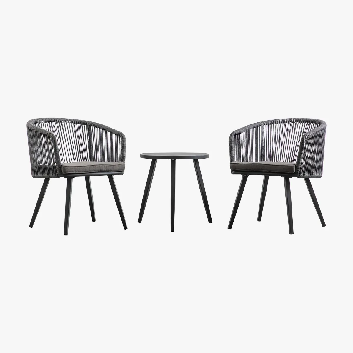 2-Seater Bistro Set with Side Table - Grey