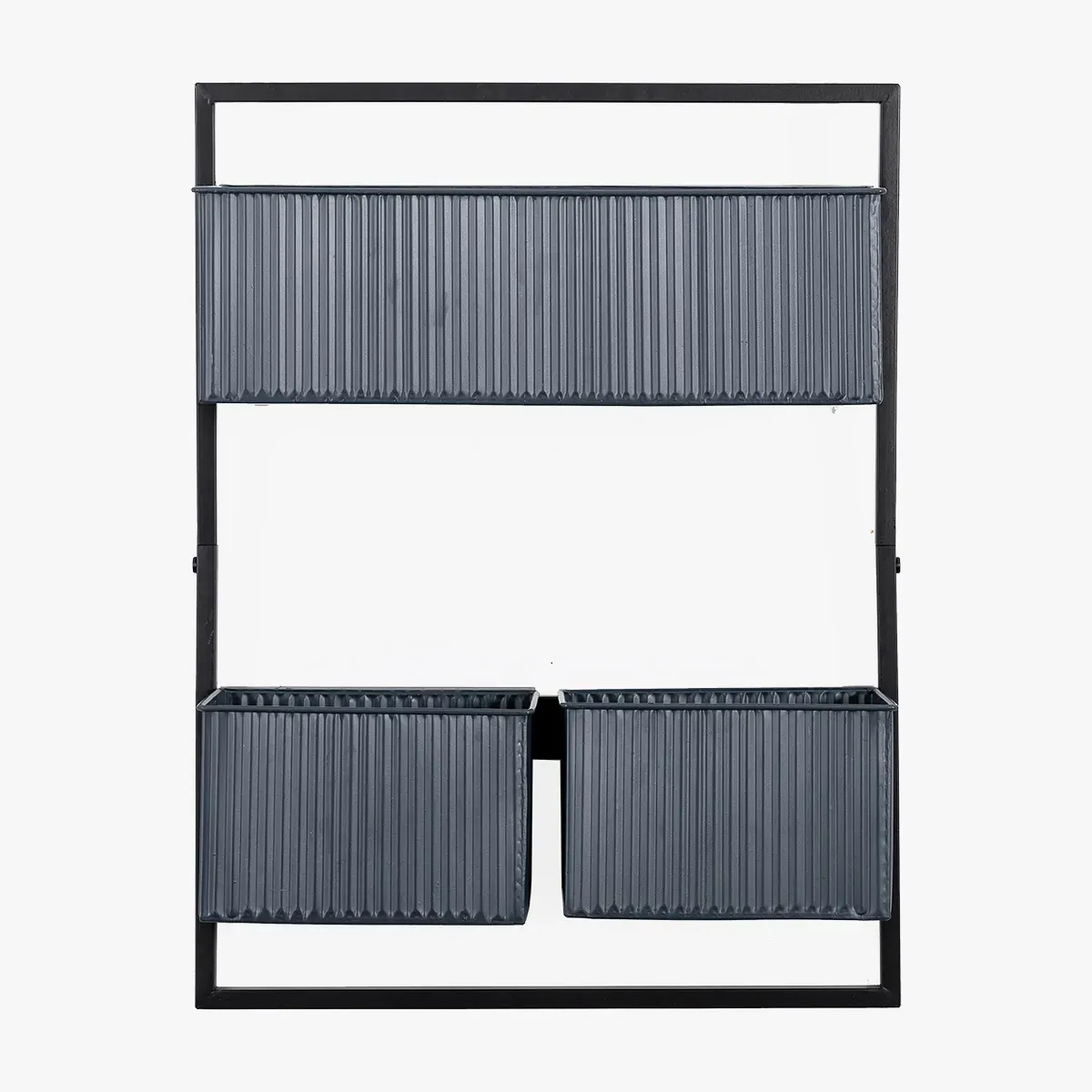3-Basket Wall Planter - Black, Textured image