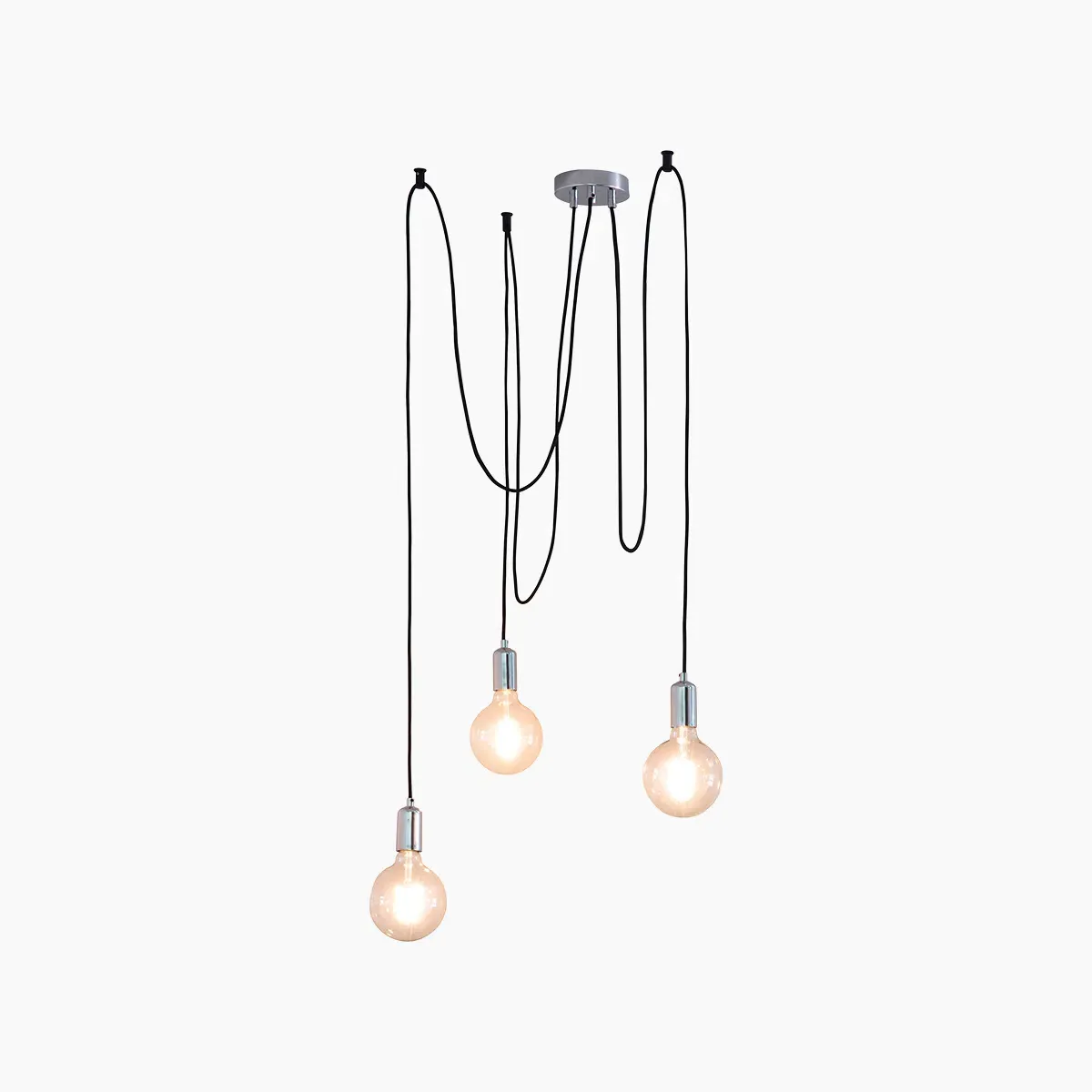 3-Light Multi-Pendant Light - Chrome, Metal
