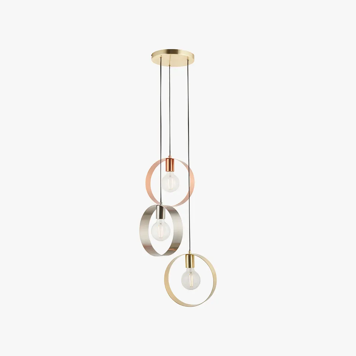 3-Light Pendant Light - Brushed Brass, Metal image