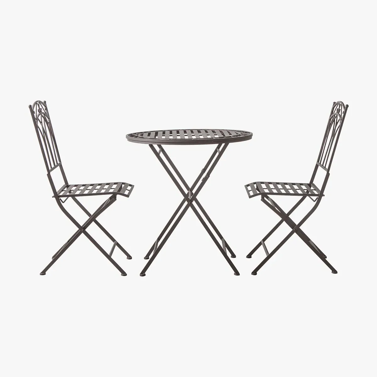 3-Piece Bistro Set with Chairs - Brown, Metal image