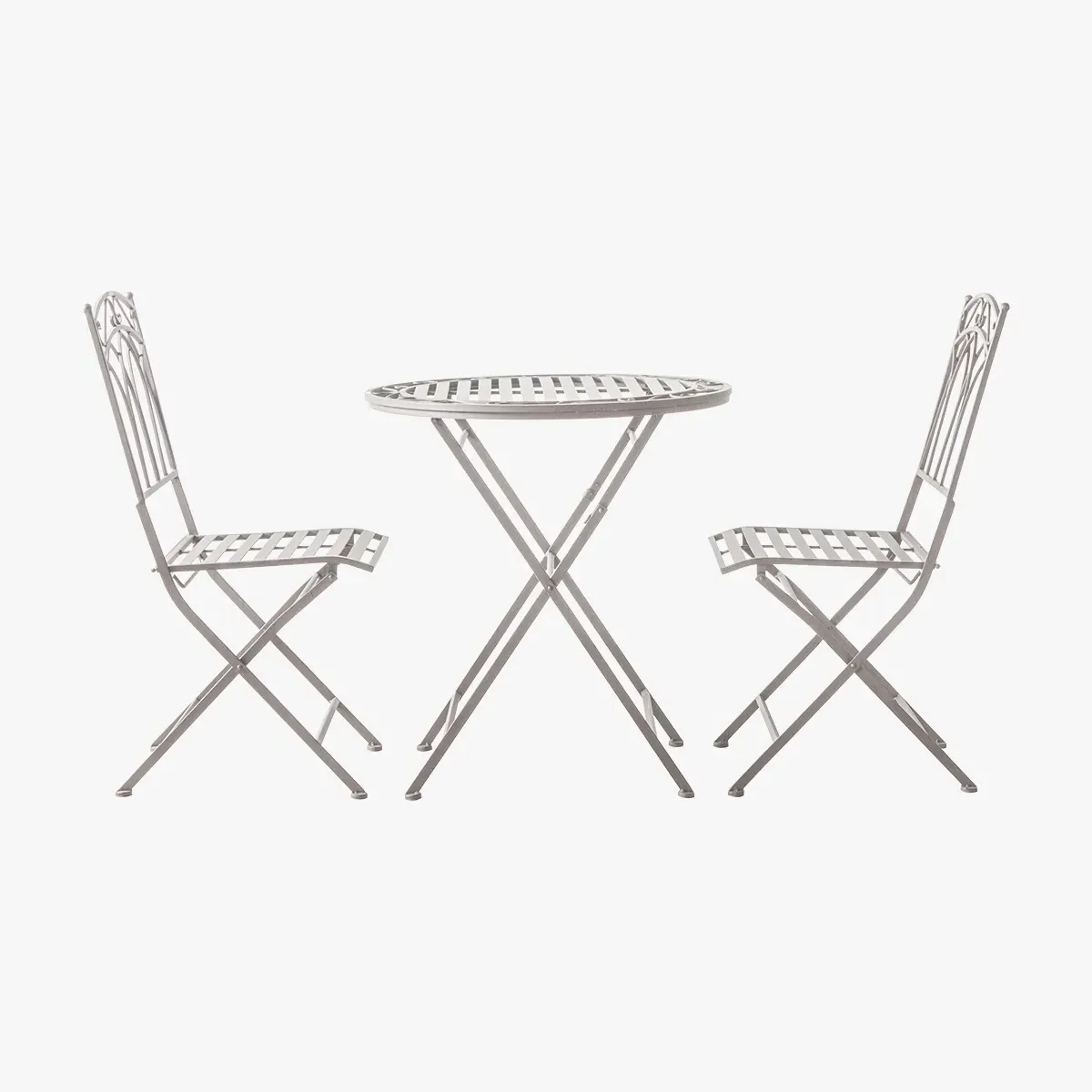 3-Piece Bistro Set with Chairs - White, Metal