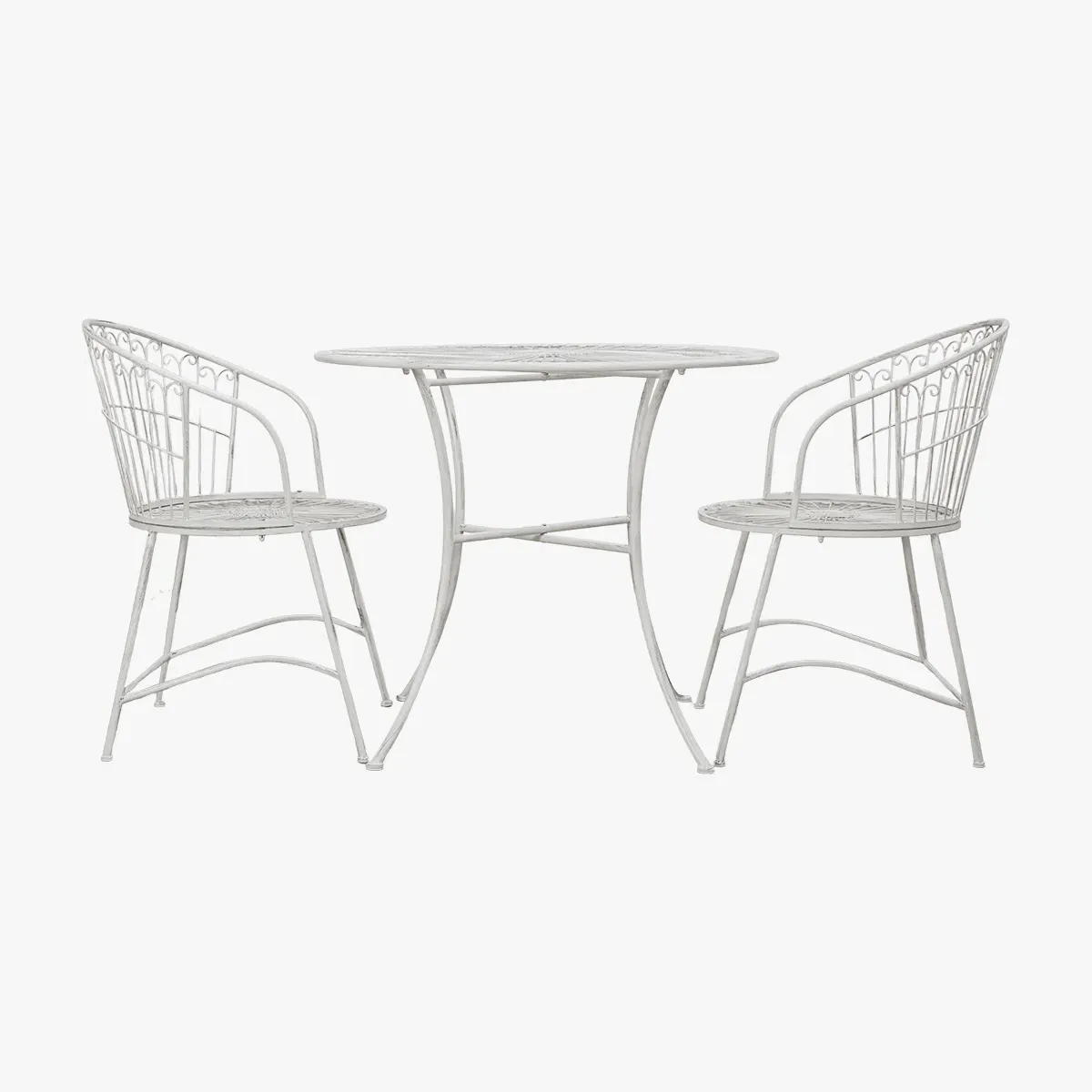 3-Piece Bistro Set with Curved Backs - Vanilla, Metal