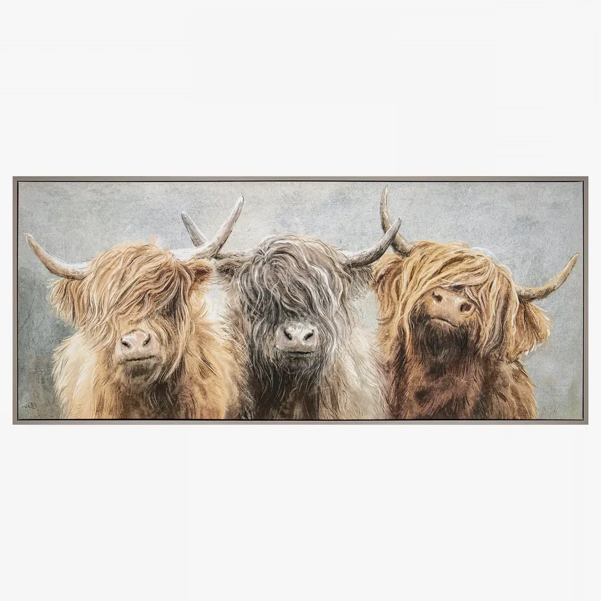 3-Piece Framed Canvas Wall Art - Highland Cow image