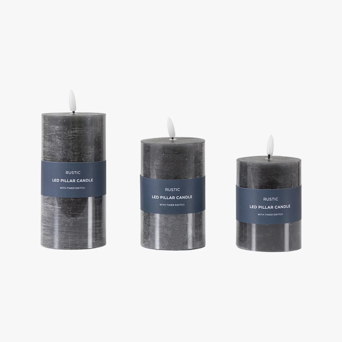 3-Piece LED Candle Set - Grey image