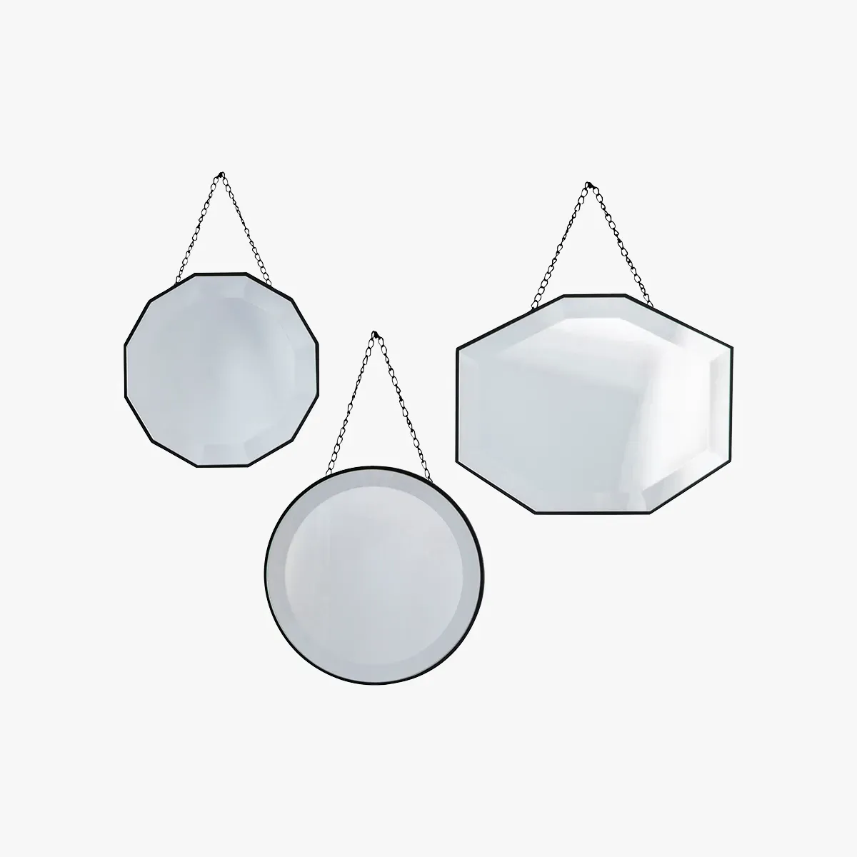 3-Piece Octagonal Mirror Set - Black image