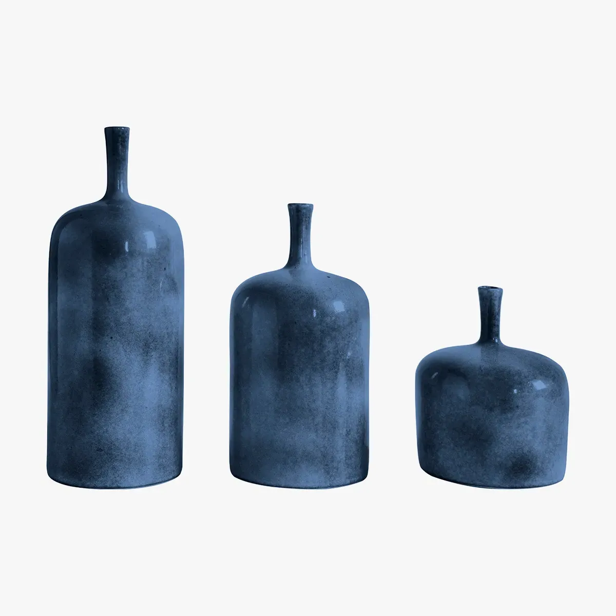 3-Piece Vase Set - Blue, Ceramic image