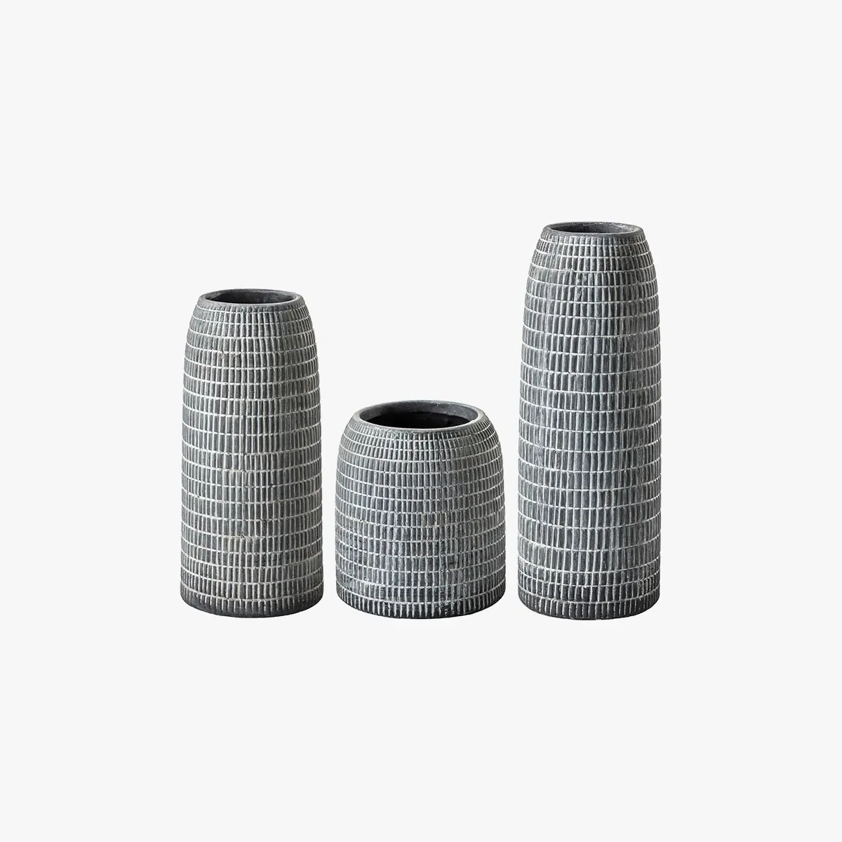 3-Piece Vase Set Textured - Grey image
