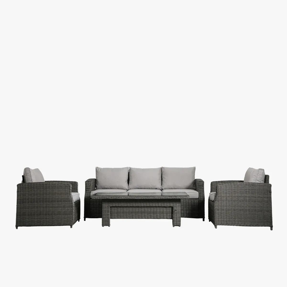 3-Seater Garden Dining Set - Grey, Rattan image