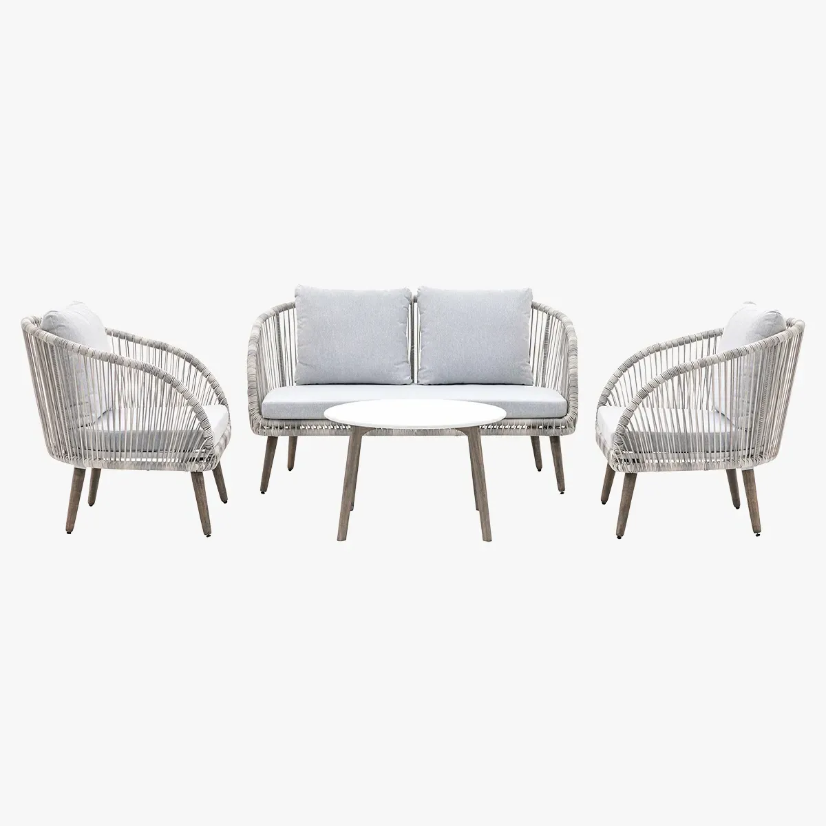 4-Piece Lounge Set with Coffee Table - Wicker image