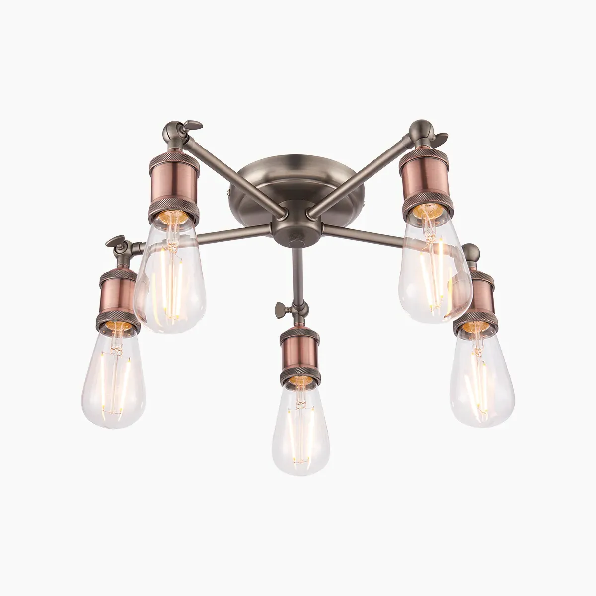 5-Light Semi Flush Ceiling Light - Pewter
