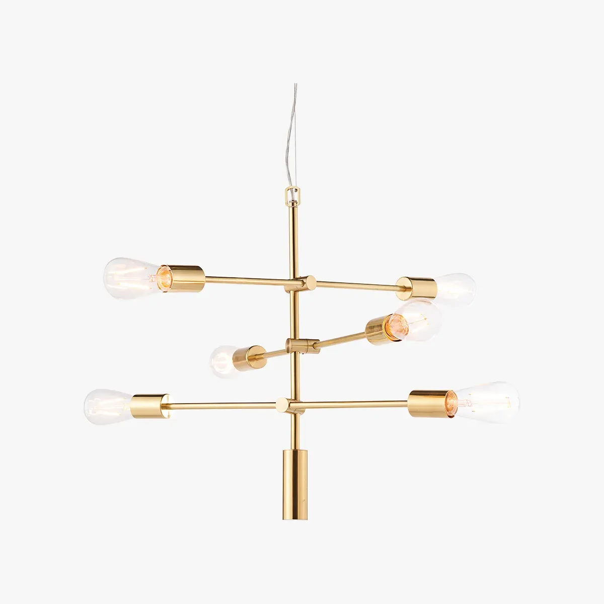 6-Arm Ceiling Pendant Light - Brass, Metal