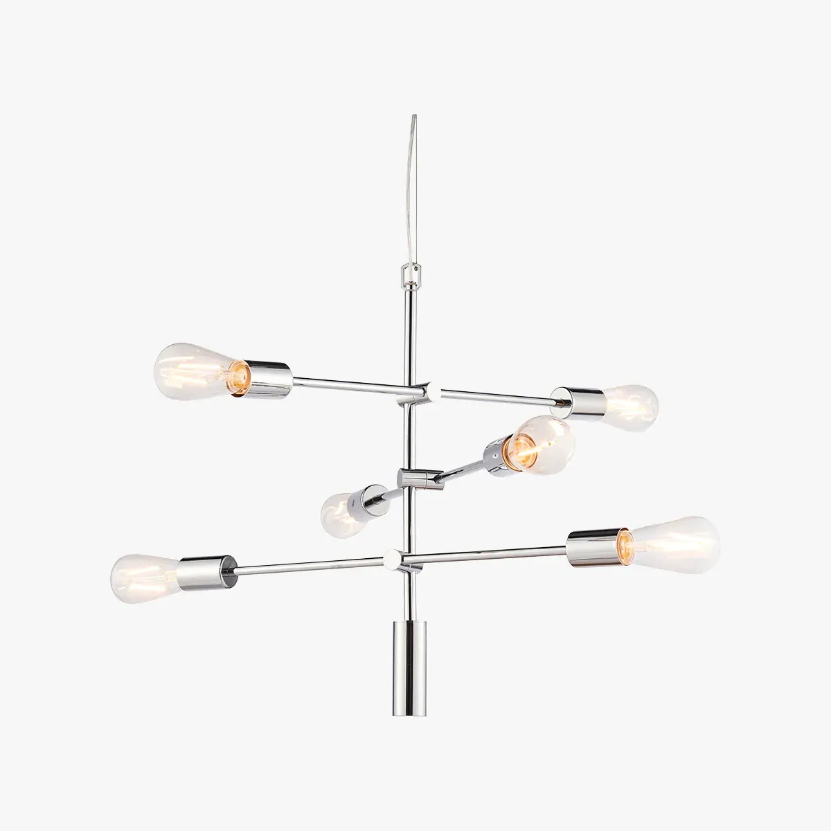6-Arm Ceiling Pendant Light - Silver, Metal image