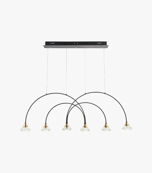 6-Crystal Arch Pendant Light - Black, Metal image