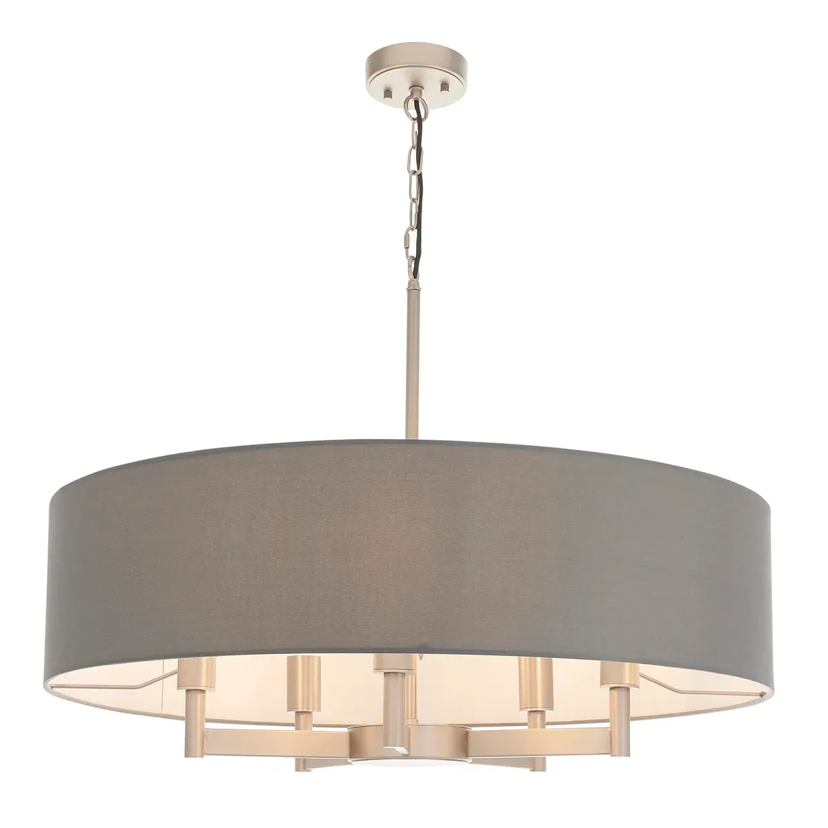 6-Light Chandelier with Fabric Shade - Grey image