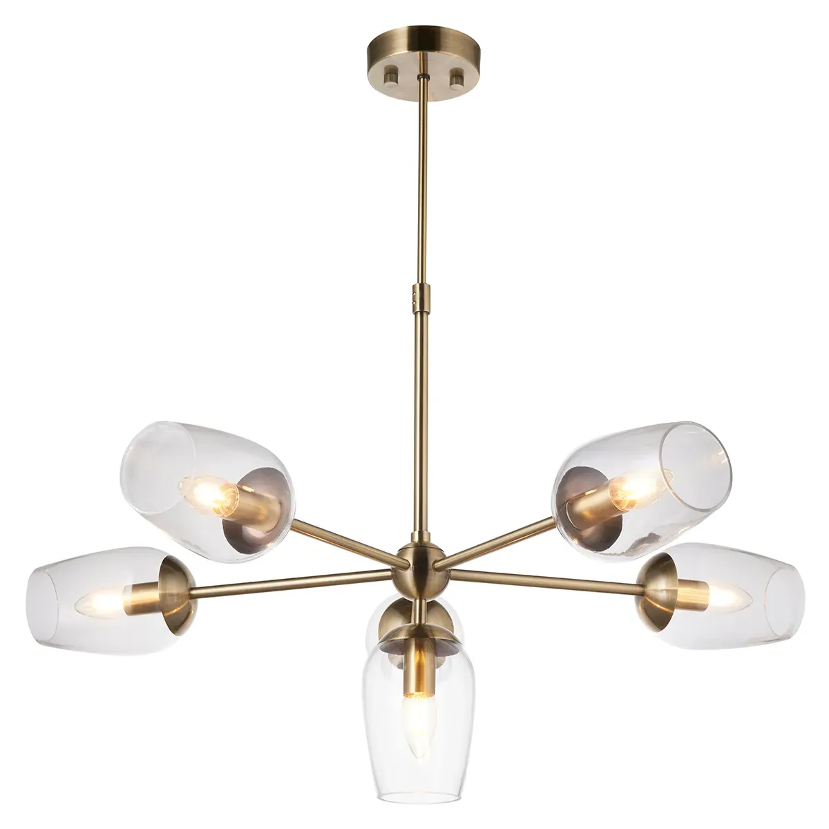 6-Light Glass Pendant - Brass, Metal image