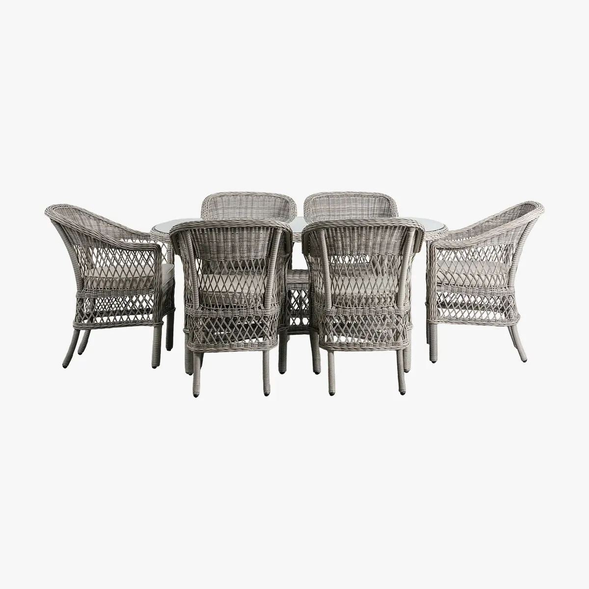 6-Seater Dining Set - Grey, Rattan image