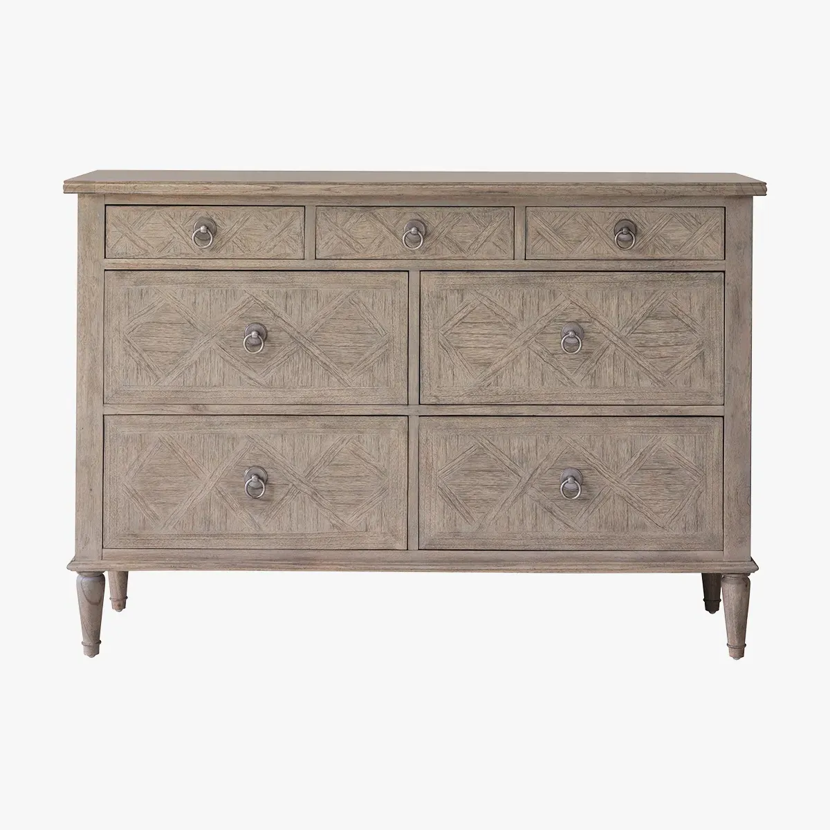 7-Drawer Chest with Marquetry - Beige, Wood