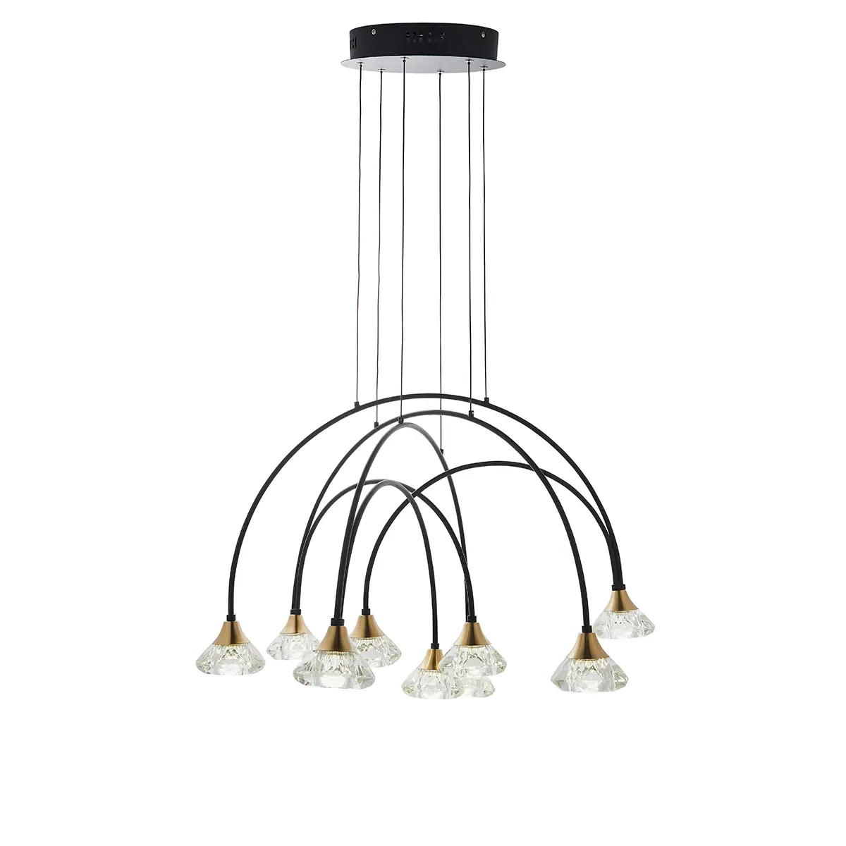 8-Crystal Arch Pendant Light - Black, Metal