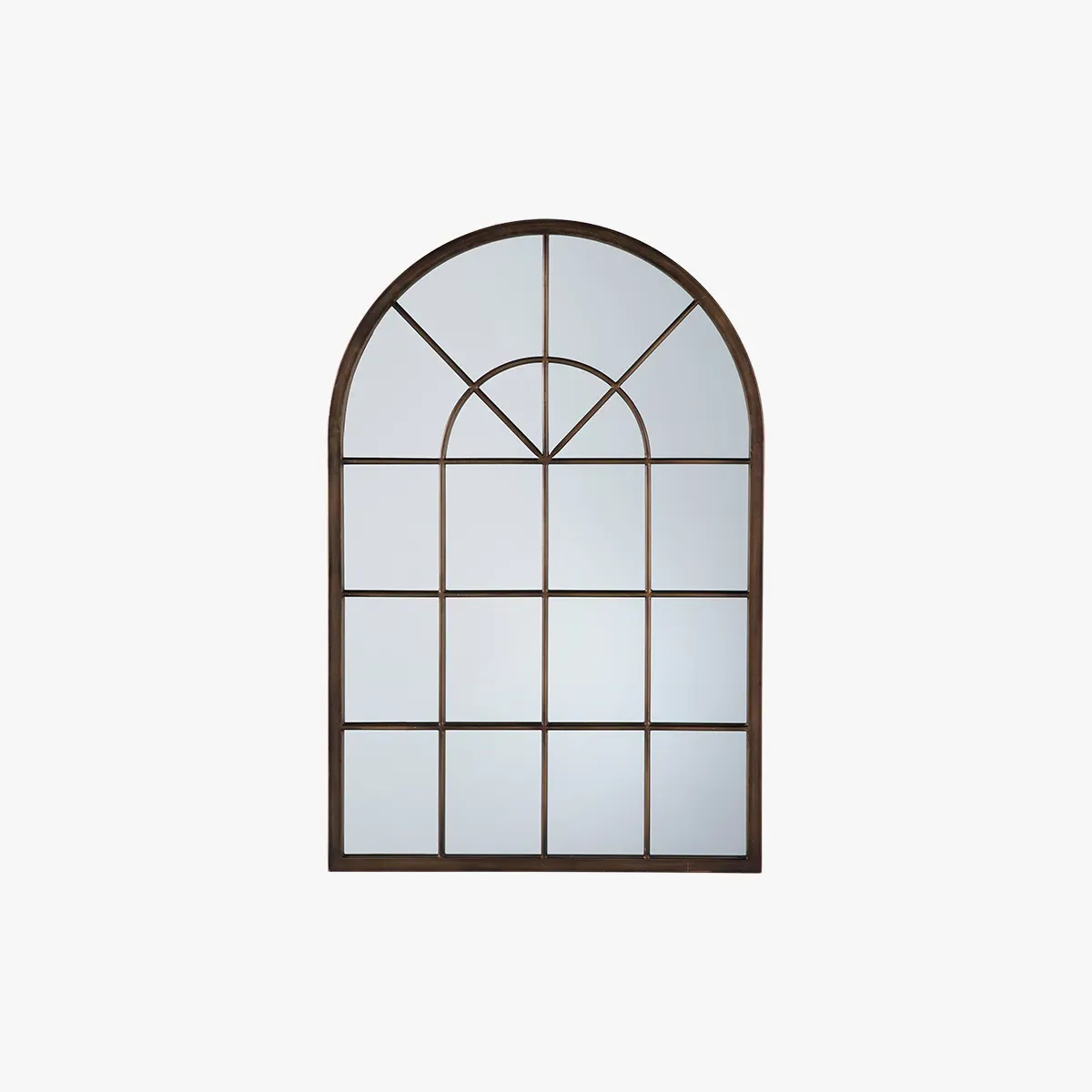 Arch Mirror with Geometric Design - Bronze