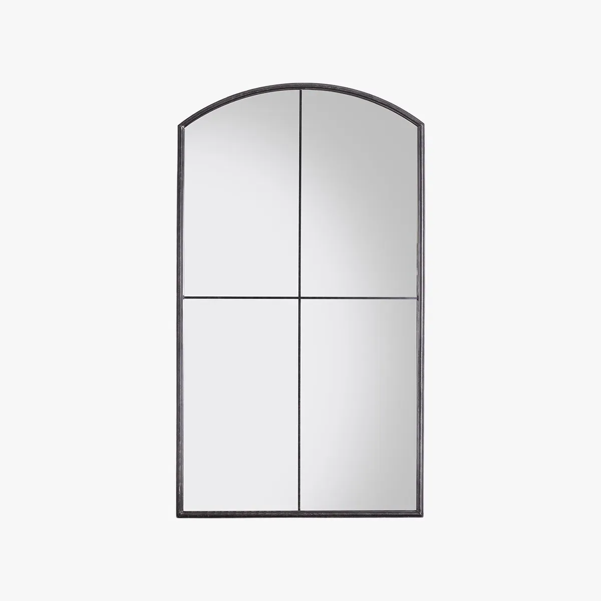 Arch Mirror with Window Grid - Black, Metal