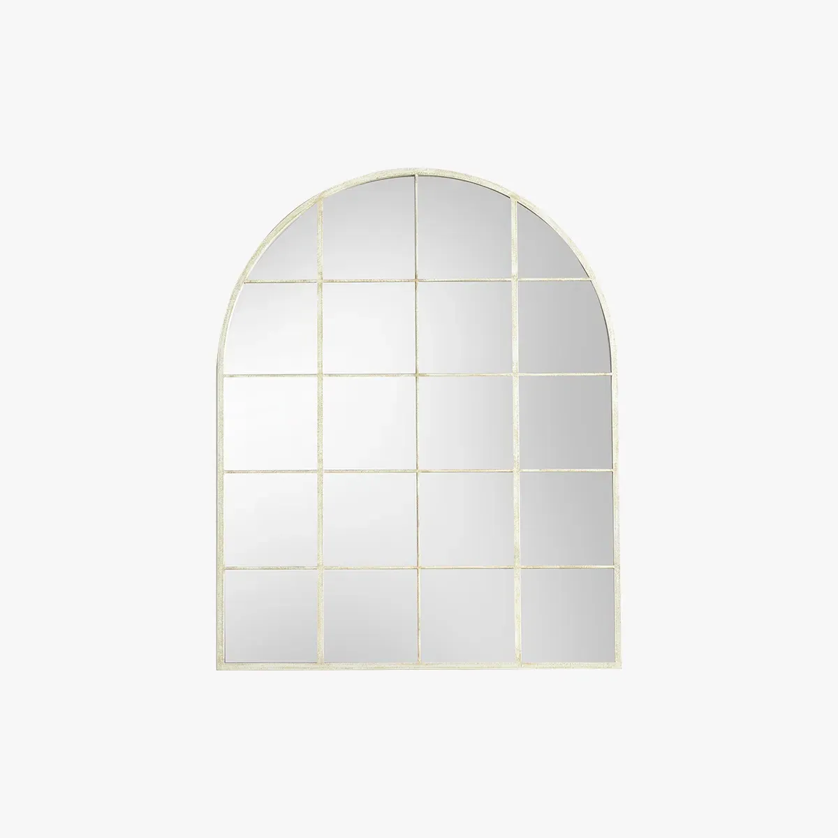 Arched Window Mirror with Grid Design - White image