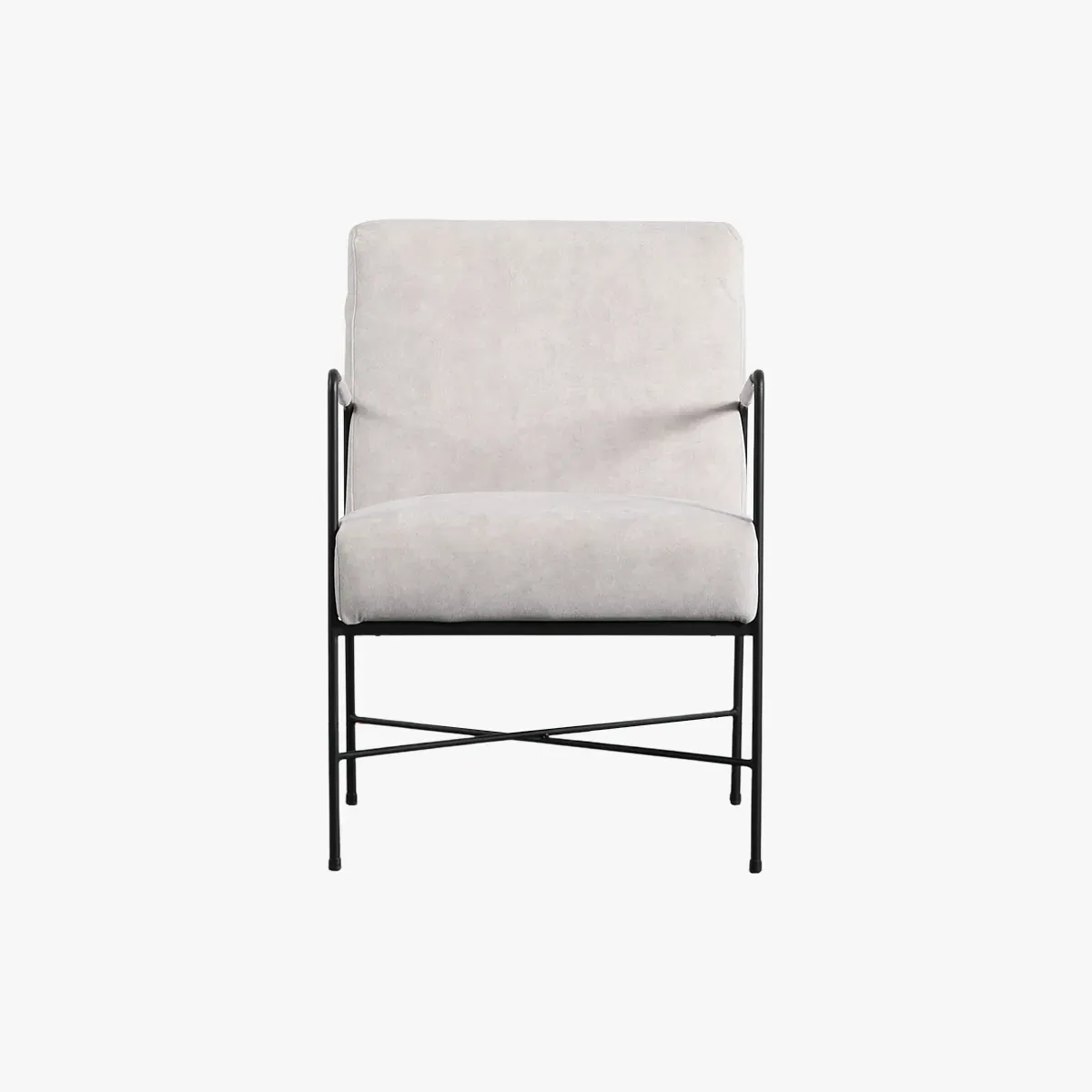 Armchair with Metal Frame - White, Fabric