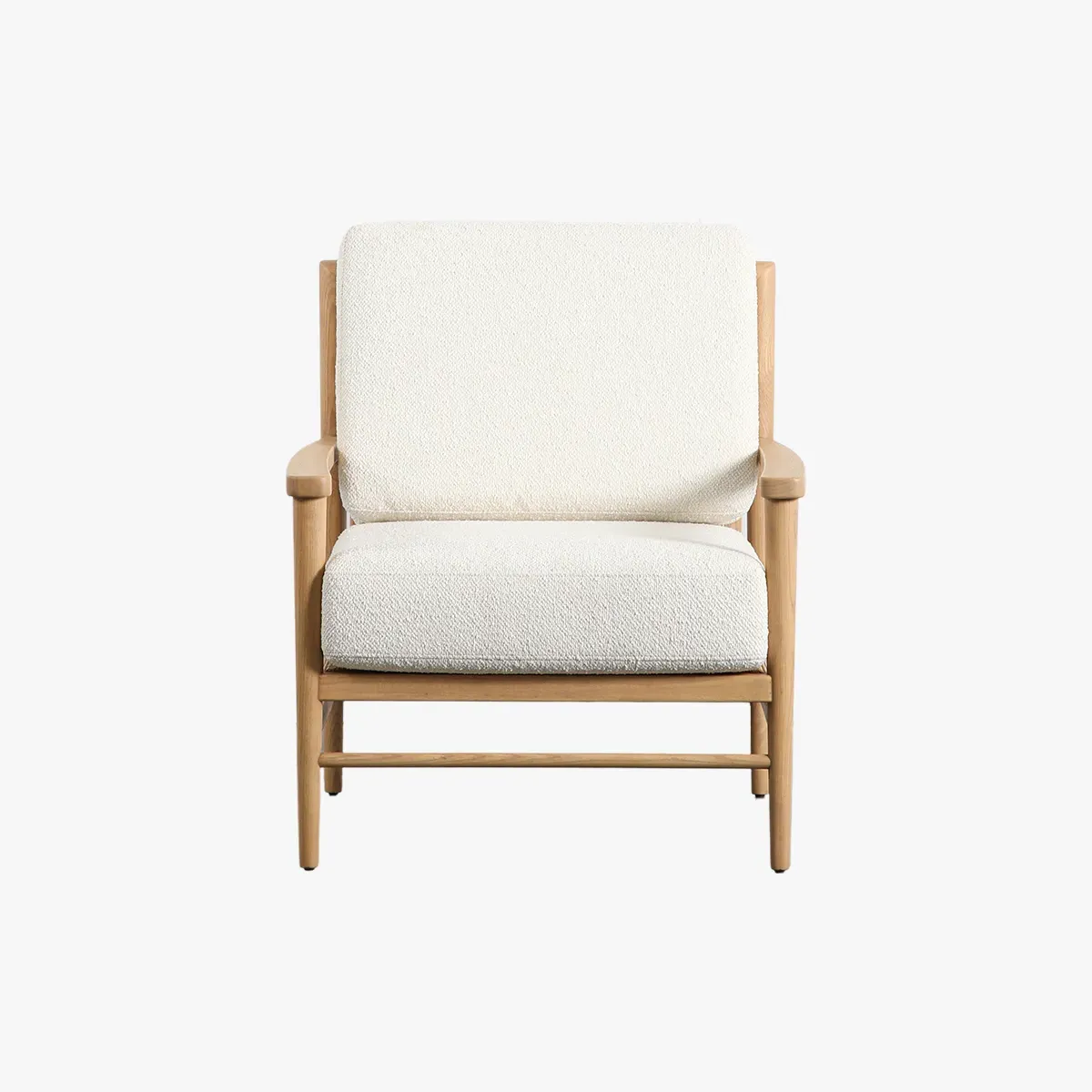 Armchair with Rattan Back - Cream, Oak Wood image