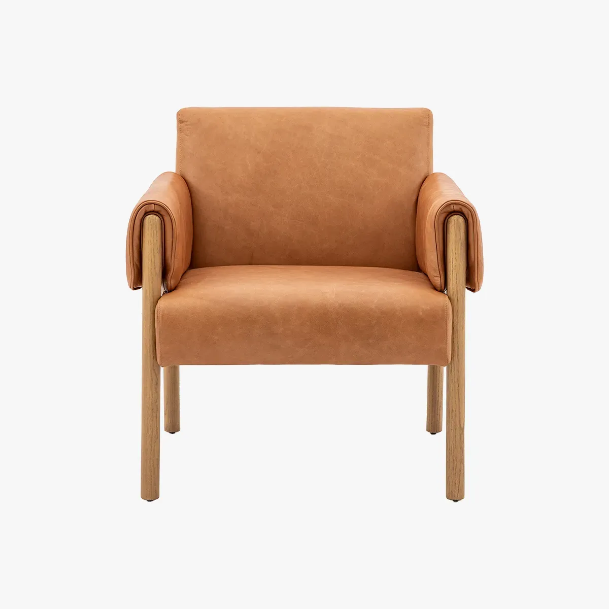 Armchair with Wooden Legs - Brown, Leather image