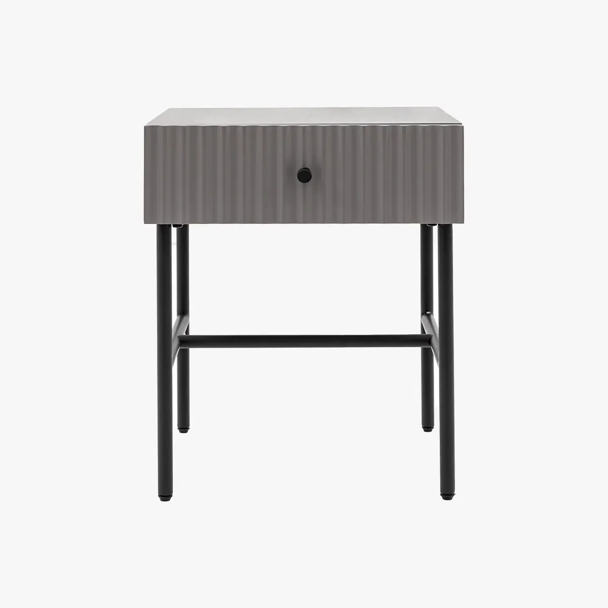 Bedside Table with Ribbed Drawer - Grey image