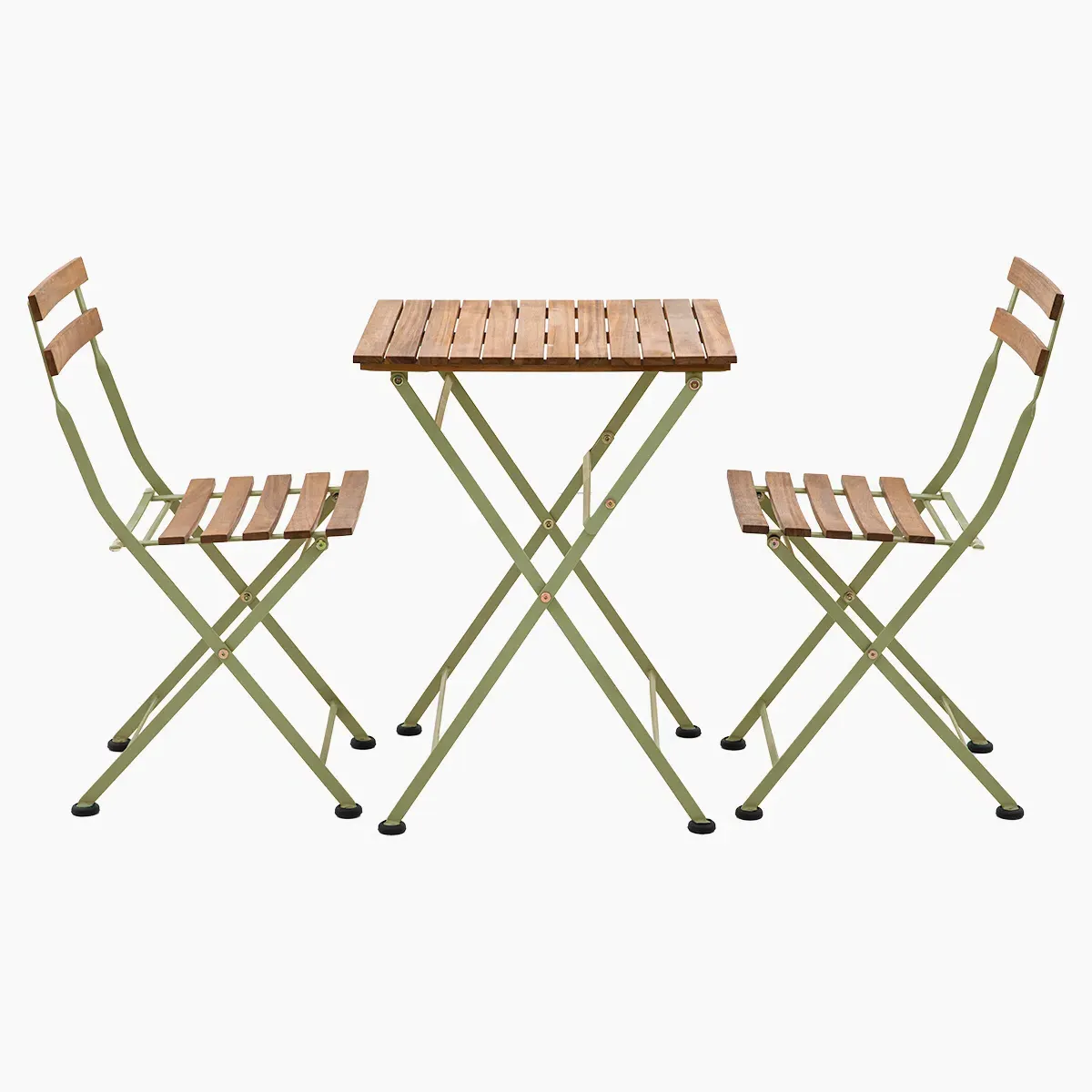 Bistro Set with Foldable Design - Sage, Wood