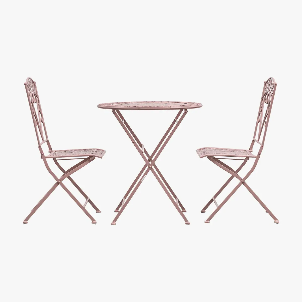 Bistro Set with Leaf Design - Coral, Metal image