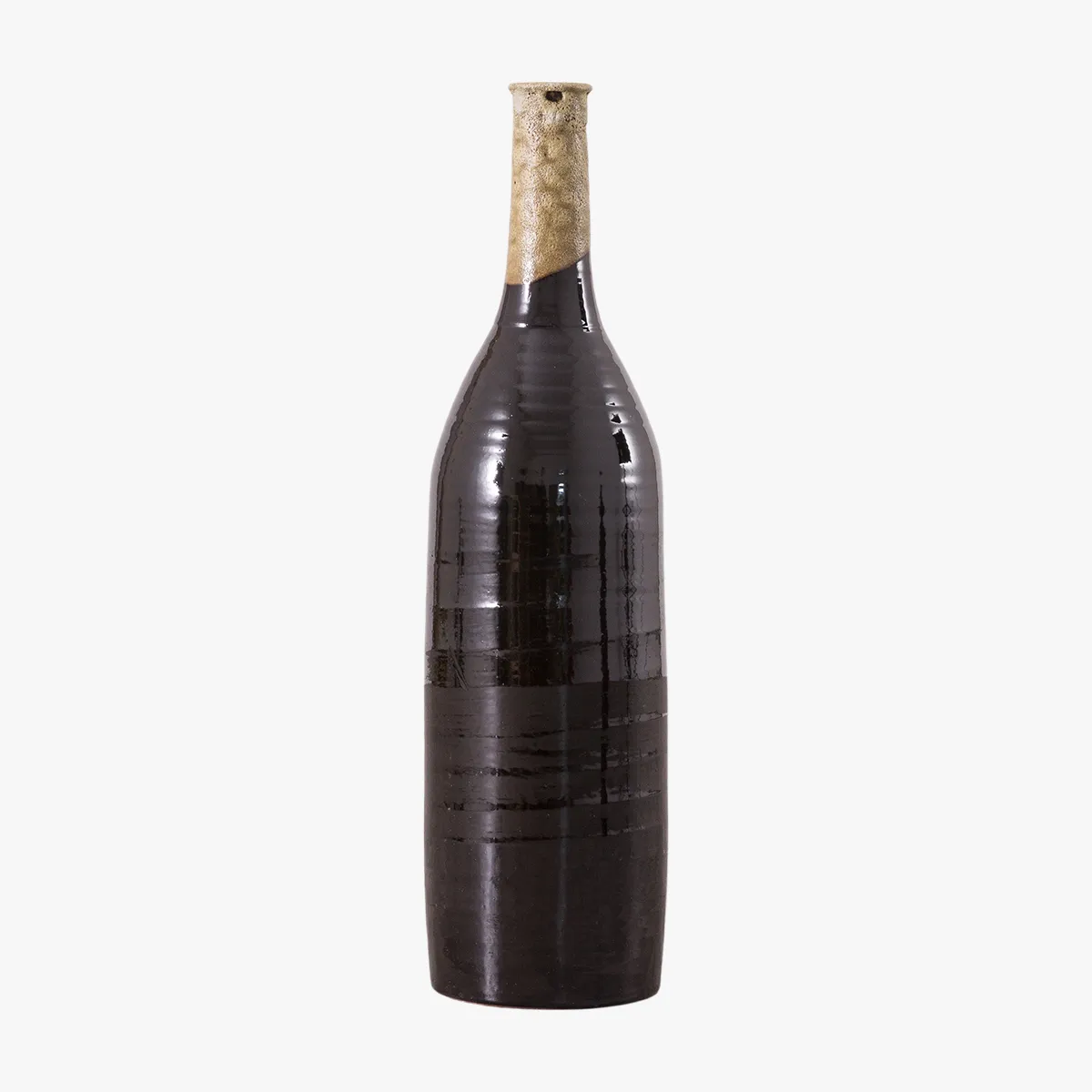Bottle Vase - Black, Glazed Ceramic image