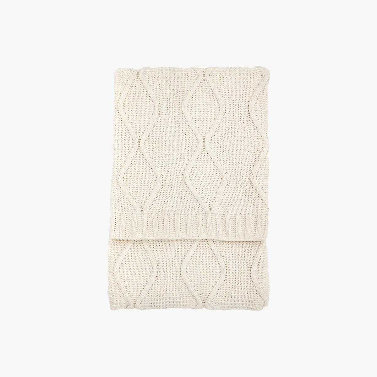Cable Knit Throw - Cream, Chenille