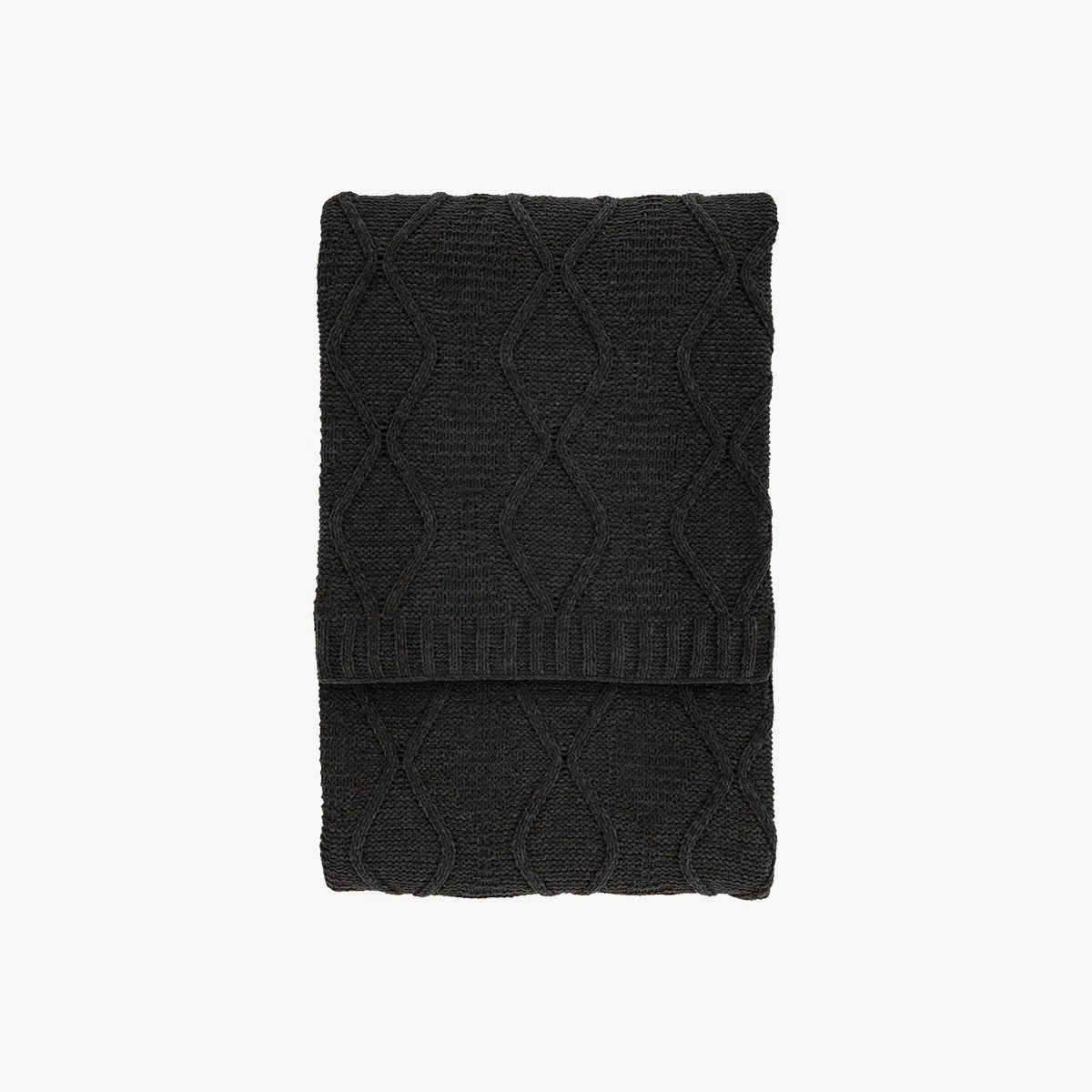 Cable Knit Throw - Grey, Chenille