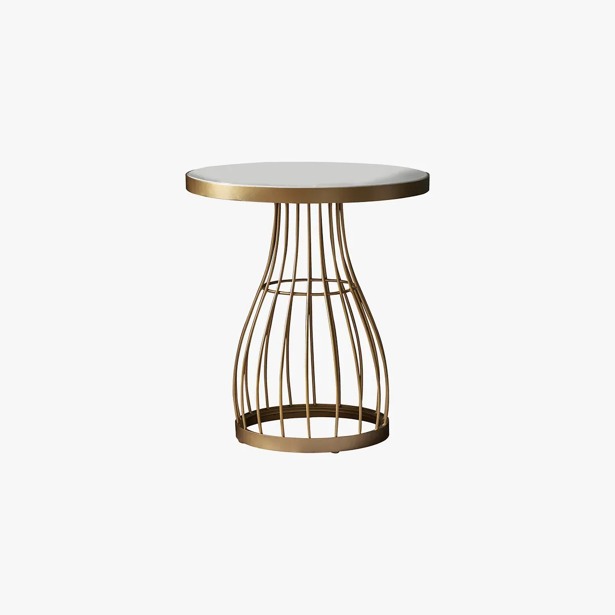 Caged Side Table - White, Marble