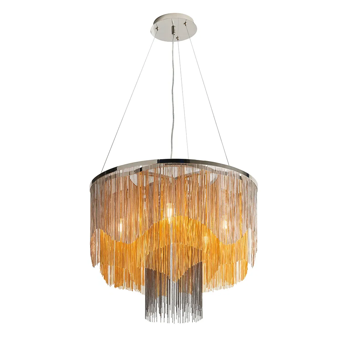 Cascading Chain Pendant Light - Multi-Tone Metal image