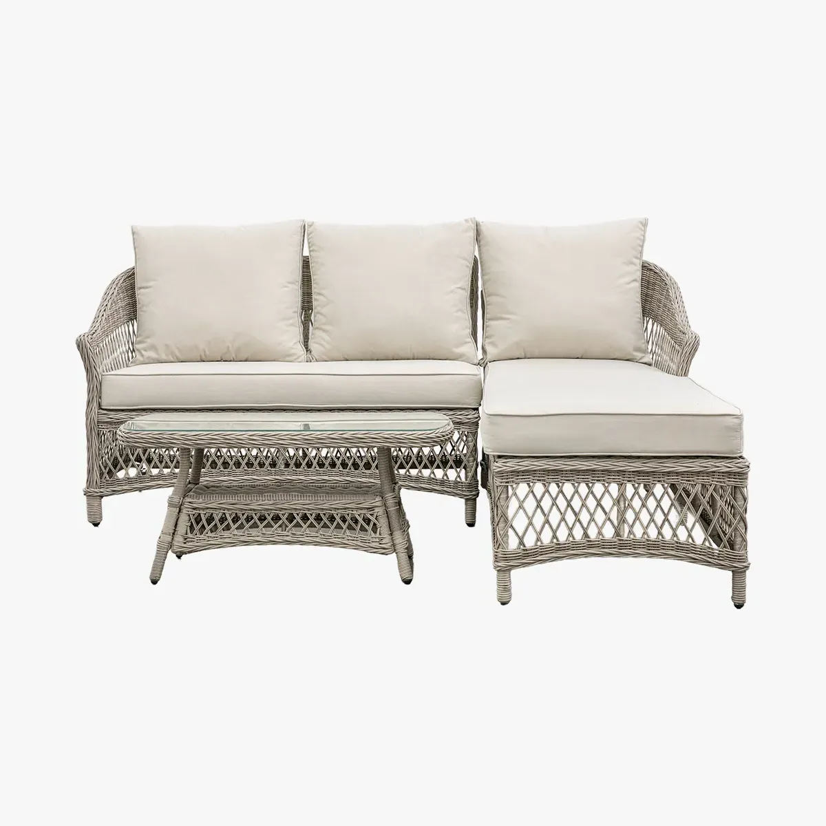 Chaise Sofa Set with Coffee Table - Stone image