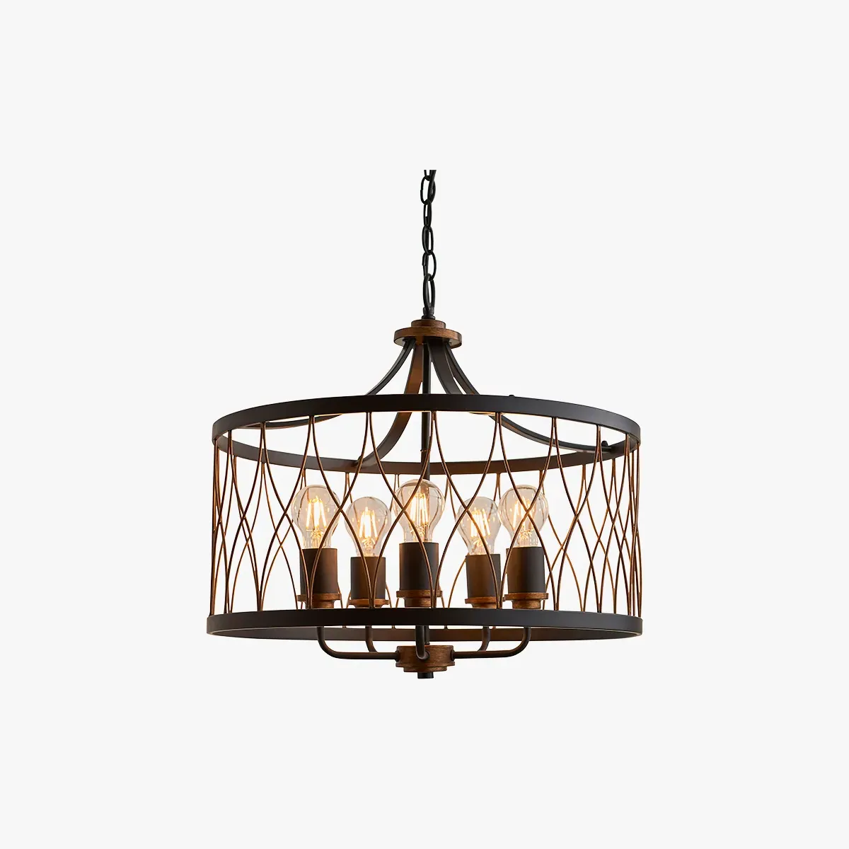 Chandelier with Gold Details - Black, Metal image