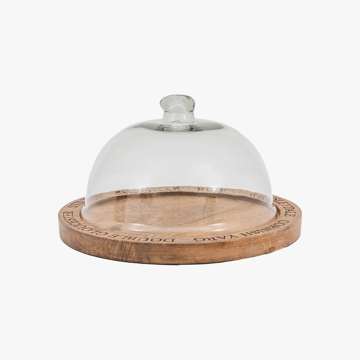 Cheese Dome with Glass Cover - Mango Wood image