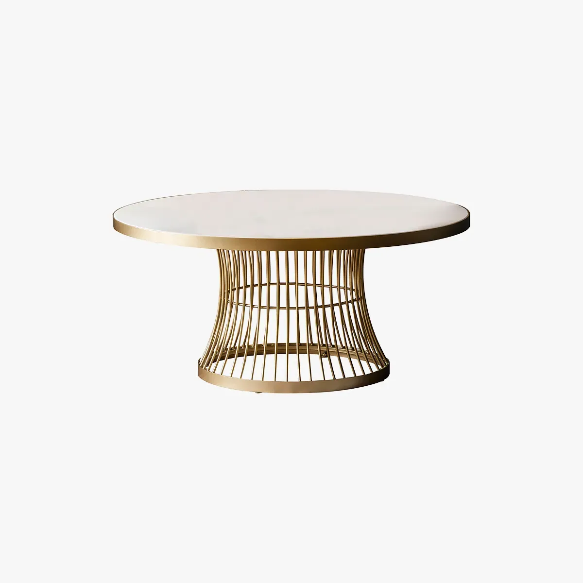 Coffee Table with Cage Base - Champagne, Glass