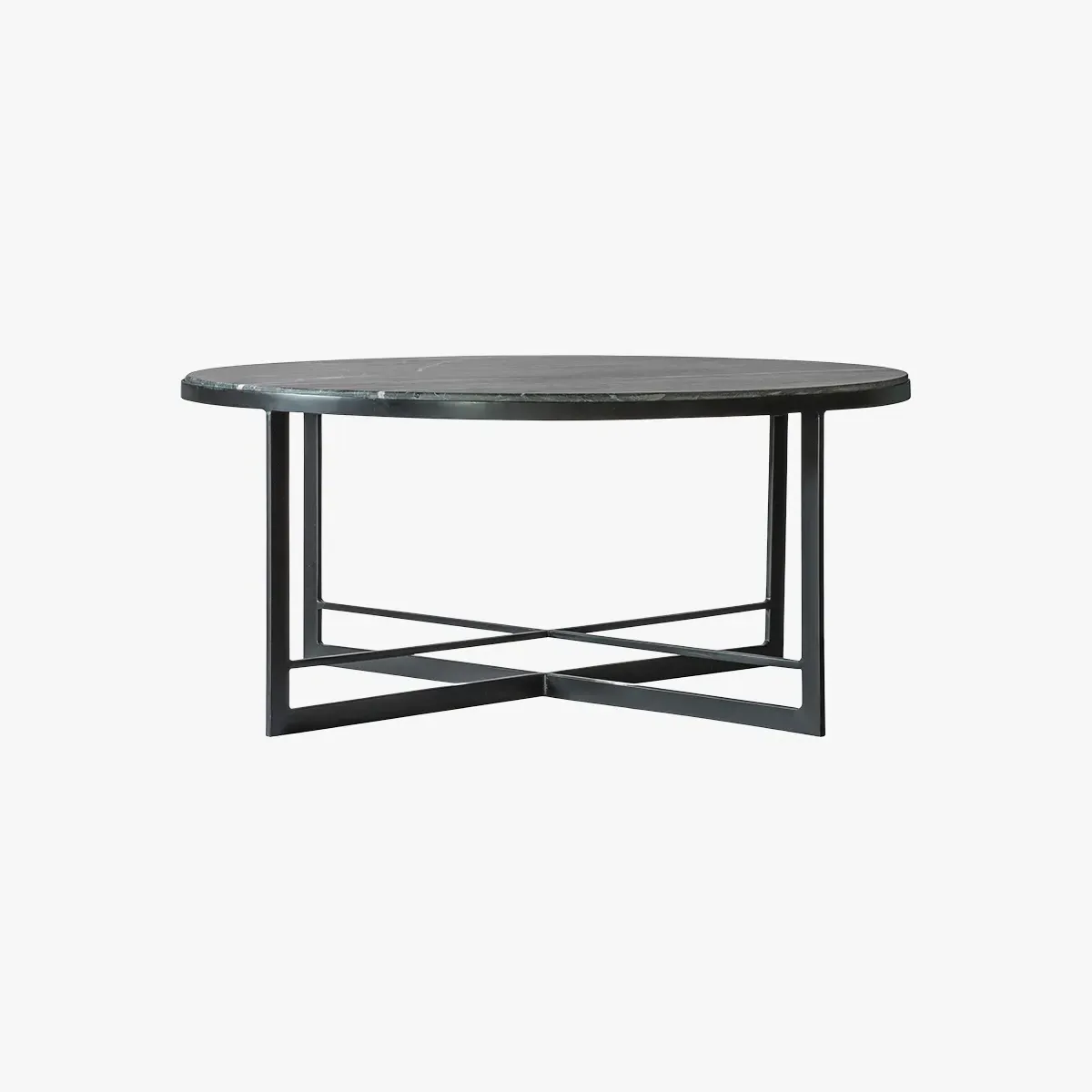 Coffee Table with Cross Base - Black, Marble image