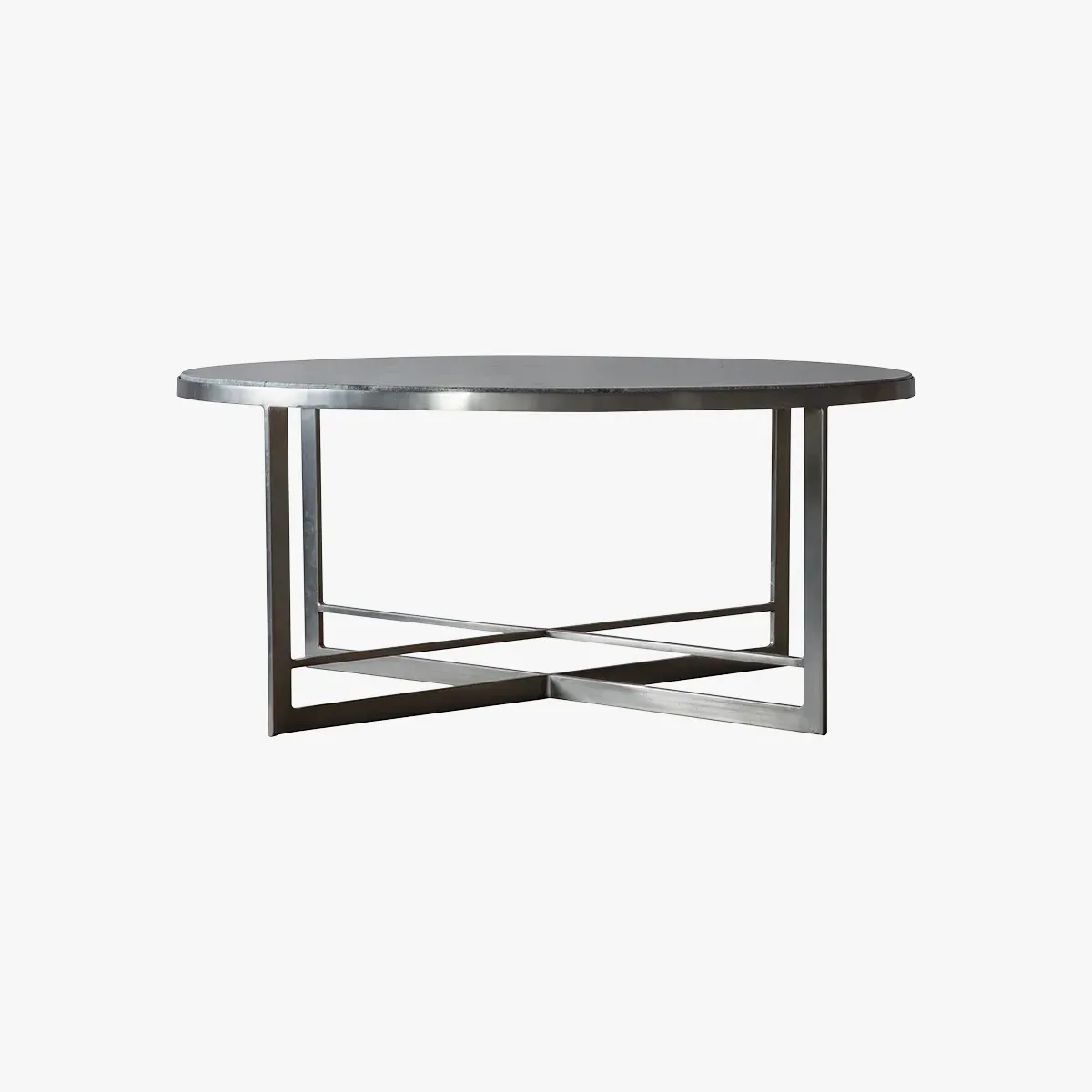 Coffee Table with Marble Top - Silver, Iron