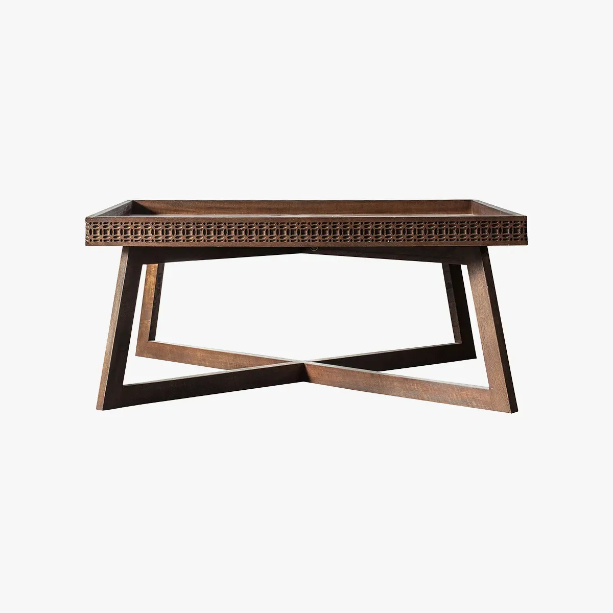 Coffee Table with Patterned Frieze - Brown, Wood