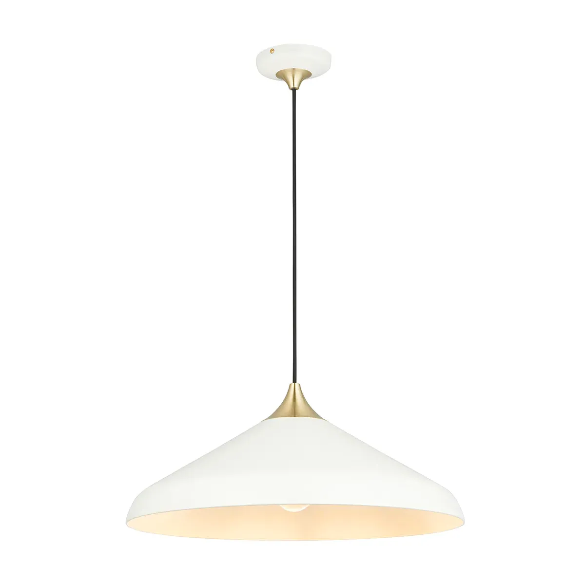 Coned Pendant Light - White, Brass image