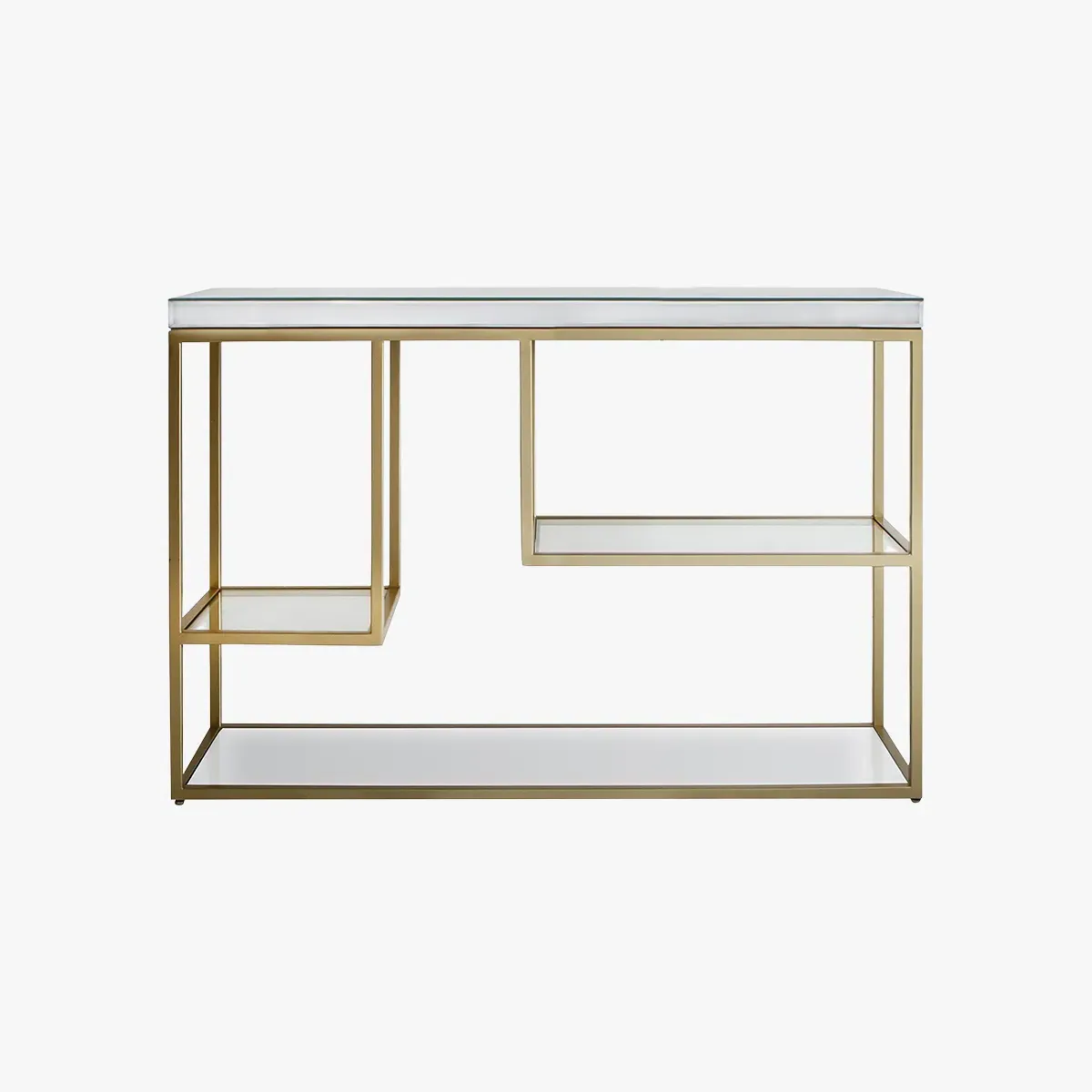 Console Table with Mirror Top - Champagne, Metal