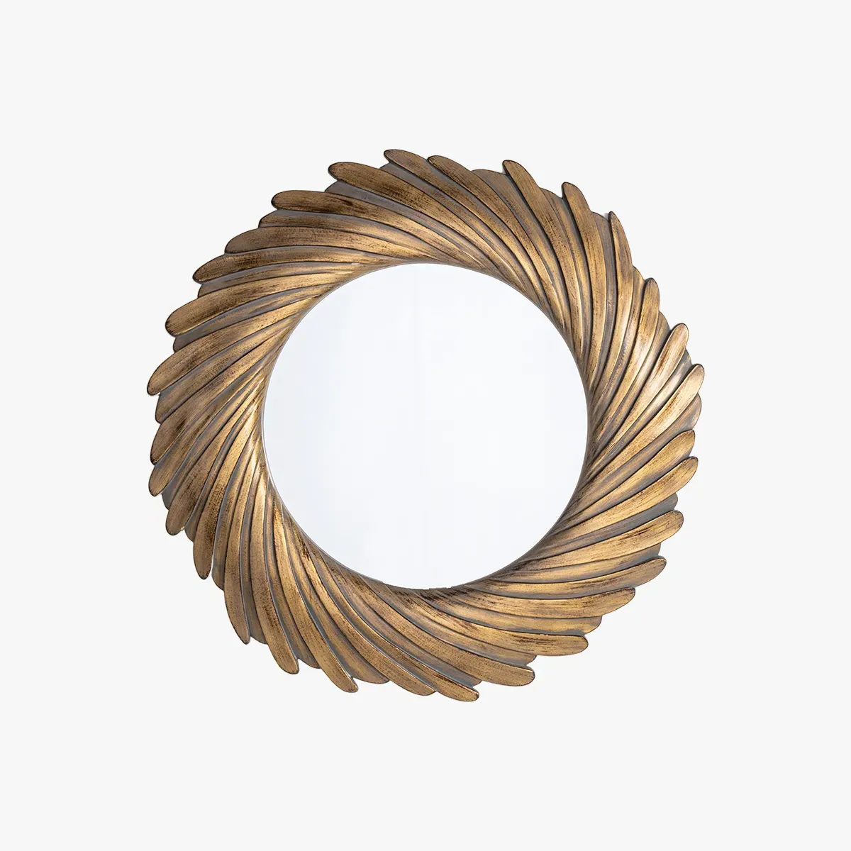 Convex Mirror with Ridged Frame - Gold image