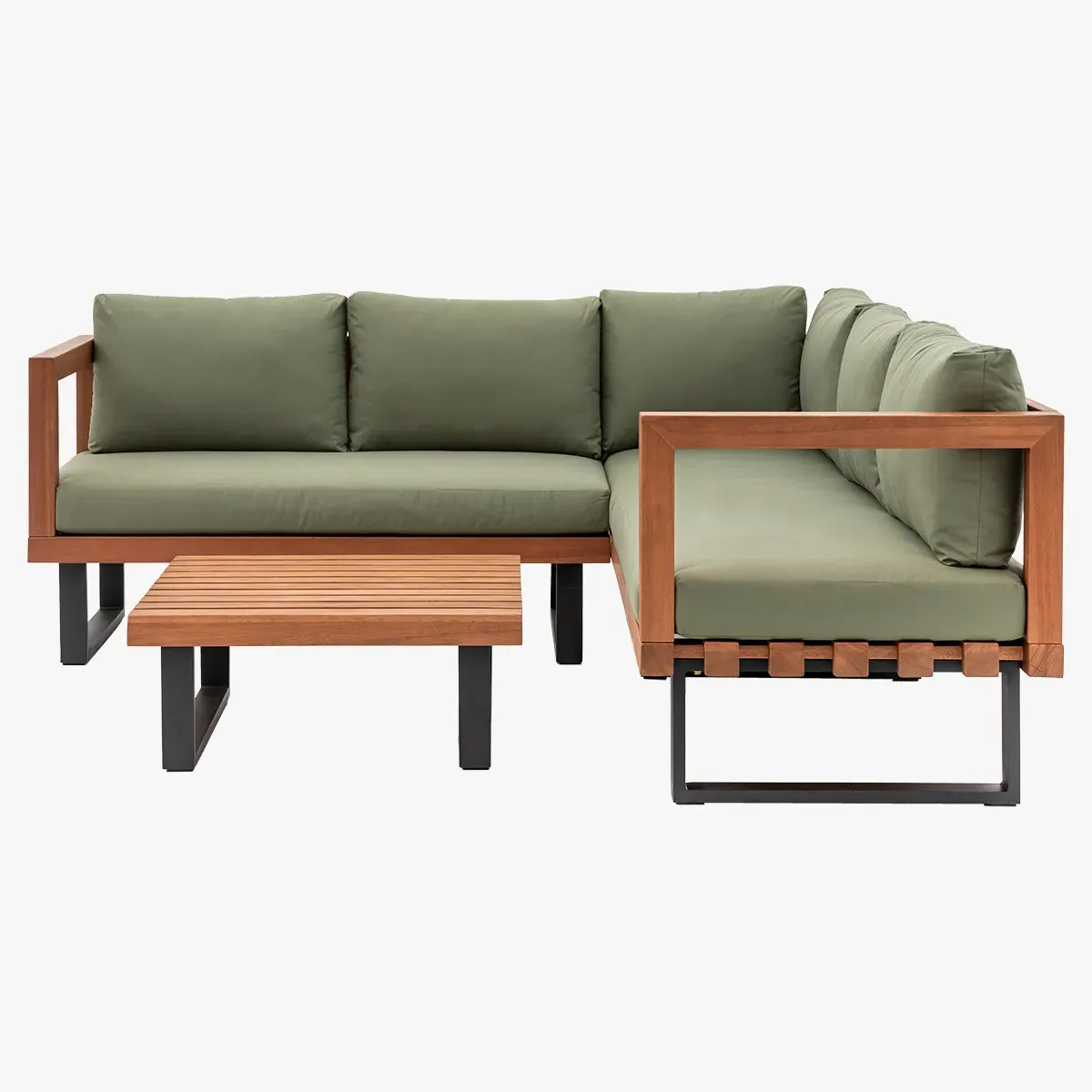 Corner Sofa Set with Coffee Table - Green image