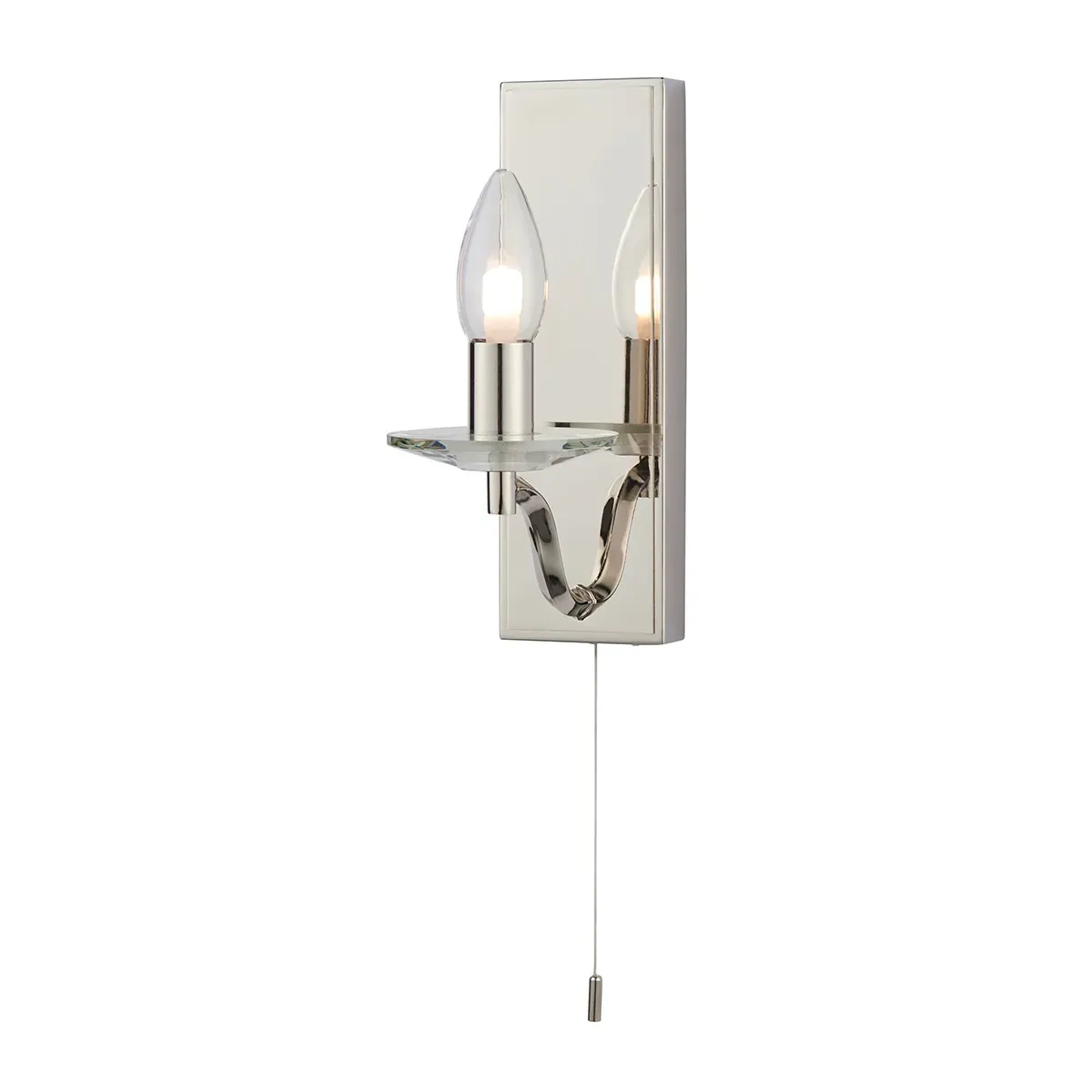 Crystal Bathroom Wall Light - Clear, Nickel image