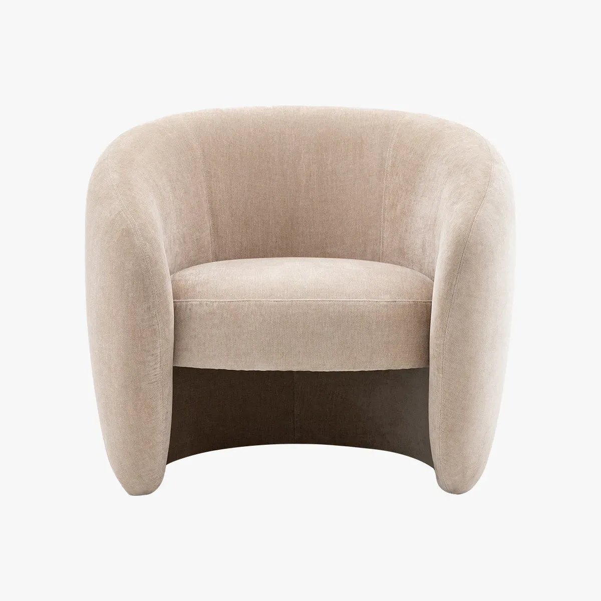 Curved Armchair with Ergonomic Design - Cream